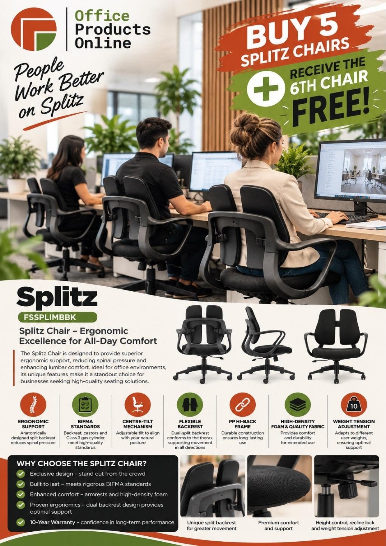 Buy 5 Splitz chairs, receive the 6th chair free!