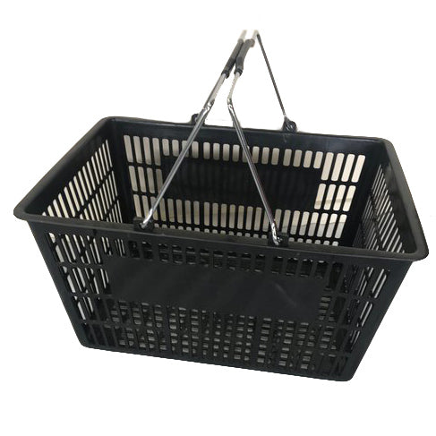 27 Litre Plastic Shopping Basket with Metal Handle - Single Unit