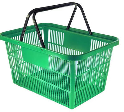 26 Litre Plastic Shopping Basket - 10 Units - 4 Colours