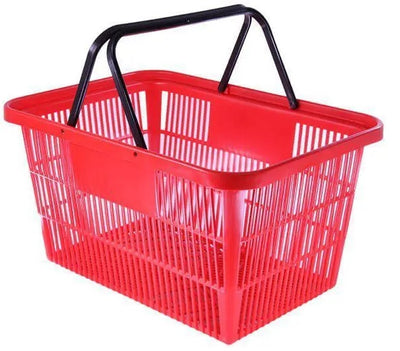 26 Litre Plastic Shopping Basket - 10 Units - 4 Colours
