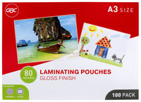 GBC A3 Gloss Laminating Pouches - 80 Micron, Pack of 100