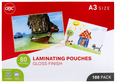 GBC A3 Gloss Laminating Pouches - 80 Micron, Pack of 100