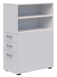 Mascot Personal Storage Unit - Open Shelf and Drawers - Left Side, Non-locking & Locking