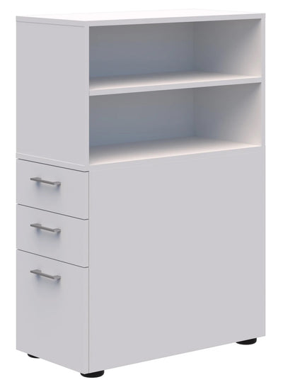 Mascot Personal Storage Unit - Open Shelf and Drawers - Left Side, Non-locking & Locking