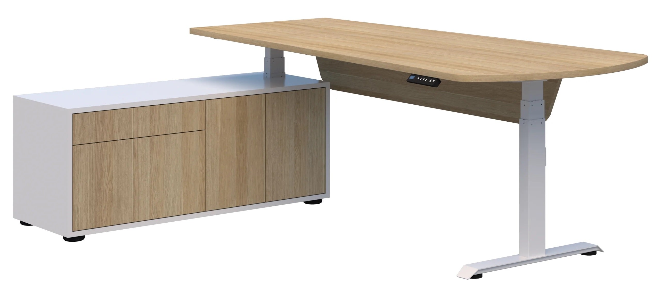 Summit ll Electric Height Adjustable Executive Desk with Left Side Cabinet - 8 Colour Options
