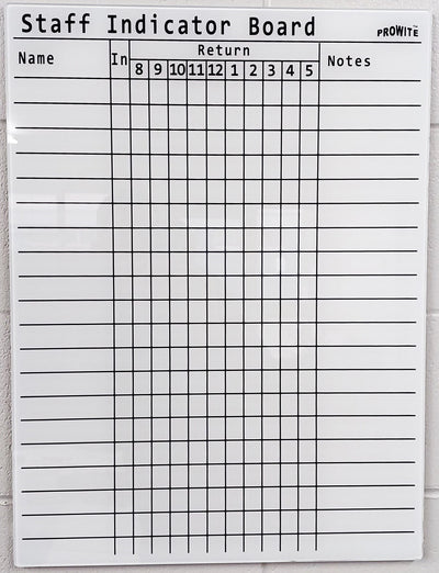 PROWITE Staff Indicator In/Out Glass Writing Board - 20 Names