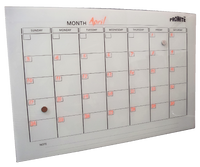 PROWITE Monthly Planner Glass Writing Board - 600mm x 900mm - 2 Colours