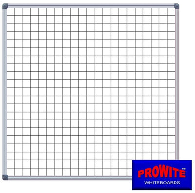PROWITE Porcelain Gridded Whiteboard - 6 Sizes