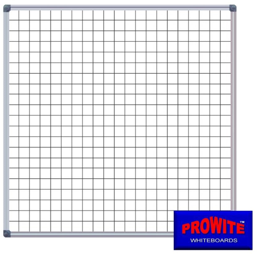 PROWITE Porcelain Gridded Whiteboard - 6 Sizes