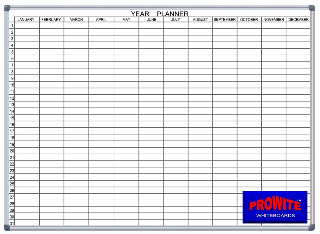PROWITE Year Planner Whiteboard - 4 Sizes