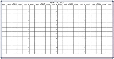 PROWITE School Term Planner Whiteboard - 4 Terms - 5 Sizes