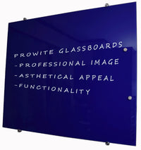 PROWITE Glass Writing Board with Gloss Back - 2 Sizes and 5 Colours