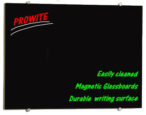 PROWITE Glass Writing Board with Gloss Black Back - 600mm x 1200mm