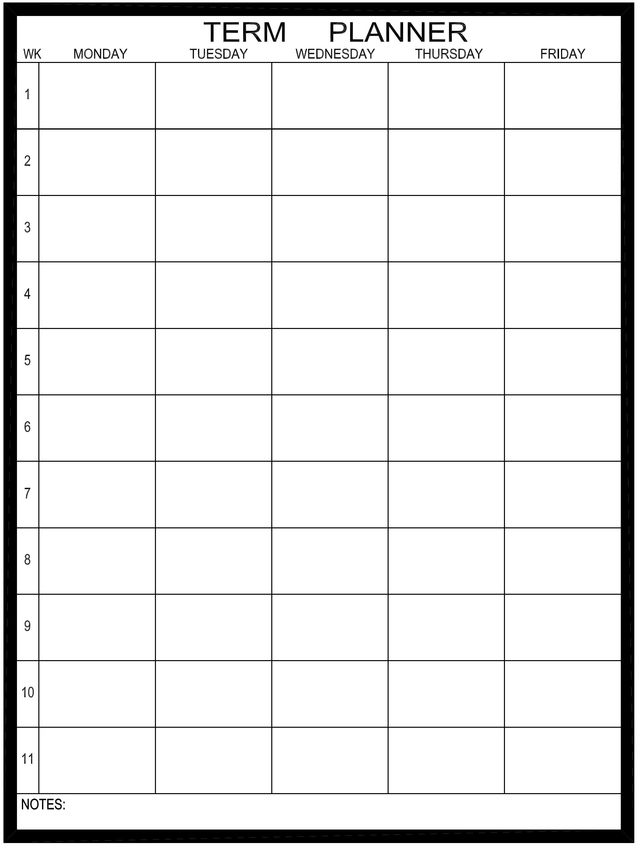 PROWITE School Term Planner Whiteboard - One Term - 2 Sizes