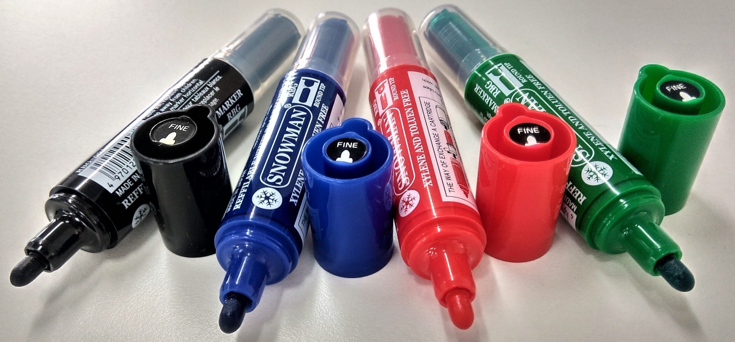 Snowman Medium Bullet Tip Whiteboard Markers - Box of 12 - Refillable