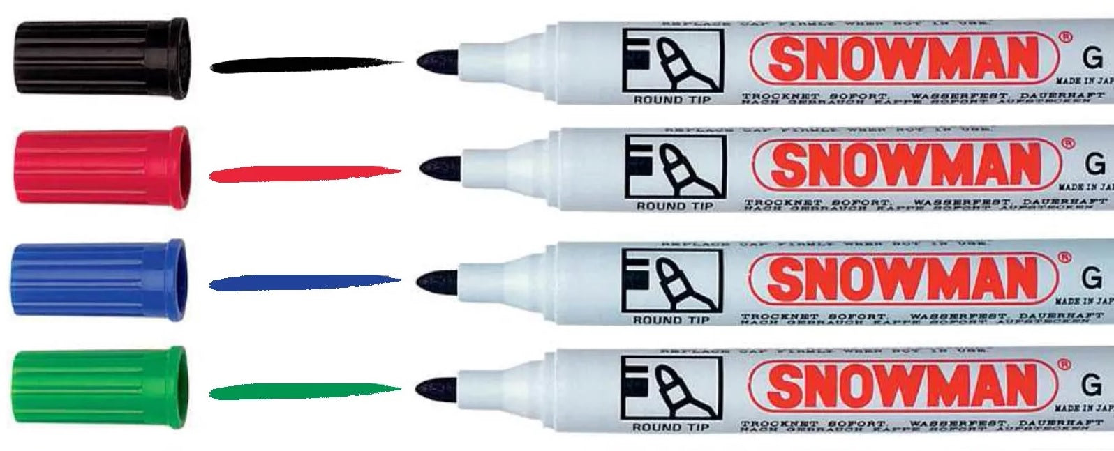 Snowman Permanent Bullet Tip Markers - Box of 12