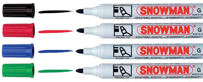 Snowman Permanent Bullet Tip Markers - Box of 12