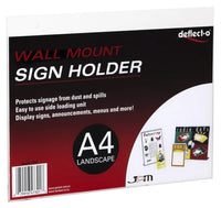 A4 Single Sided Landscape Wall Mounting Sign Holder