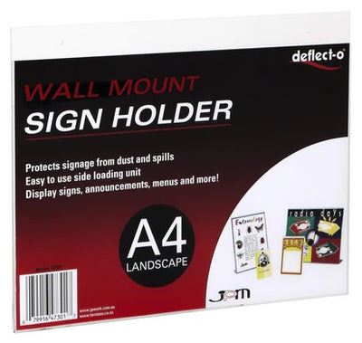 A4 Single Sided Landscape Wall Mounting Sign Holder