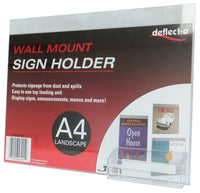 A4 Single Sided Landscape Wall Mounting Sign Holder with Business Card Holder