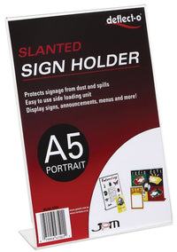 A5 Slanted Single Sided Portrait Menu/Sign Holder