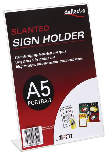 A5 Slanted Single Sided Portrait Menu/Sign Holder