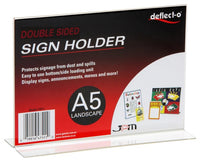 A5 Upright Double Sided Landscape Menu/Sign Holder