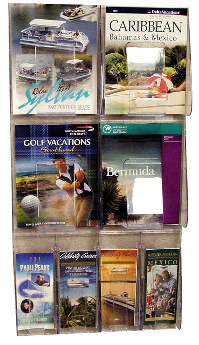 Stand Tall Pre-assembled Wall Mounting Brochure Holders - 4x A4/4x DLE Pockets