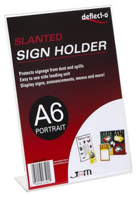 A6 Slanted Single Sided Portrait Menu/Sign Holder
