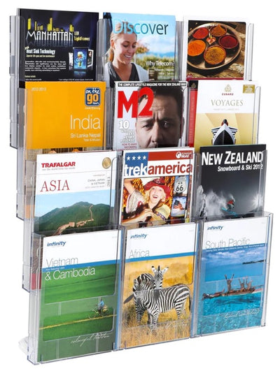 A4 Lit Loc Wall Mounting Brochure Holders Kit - 12x Pockets