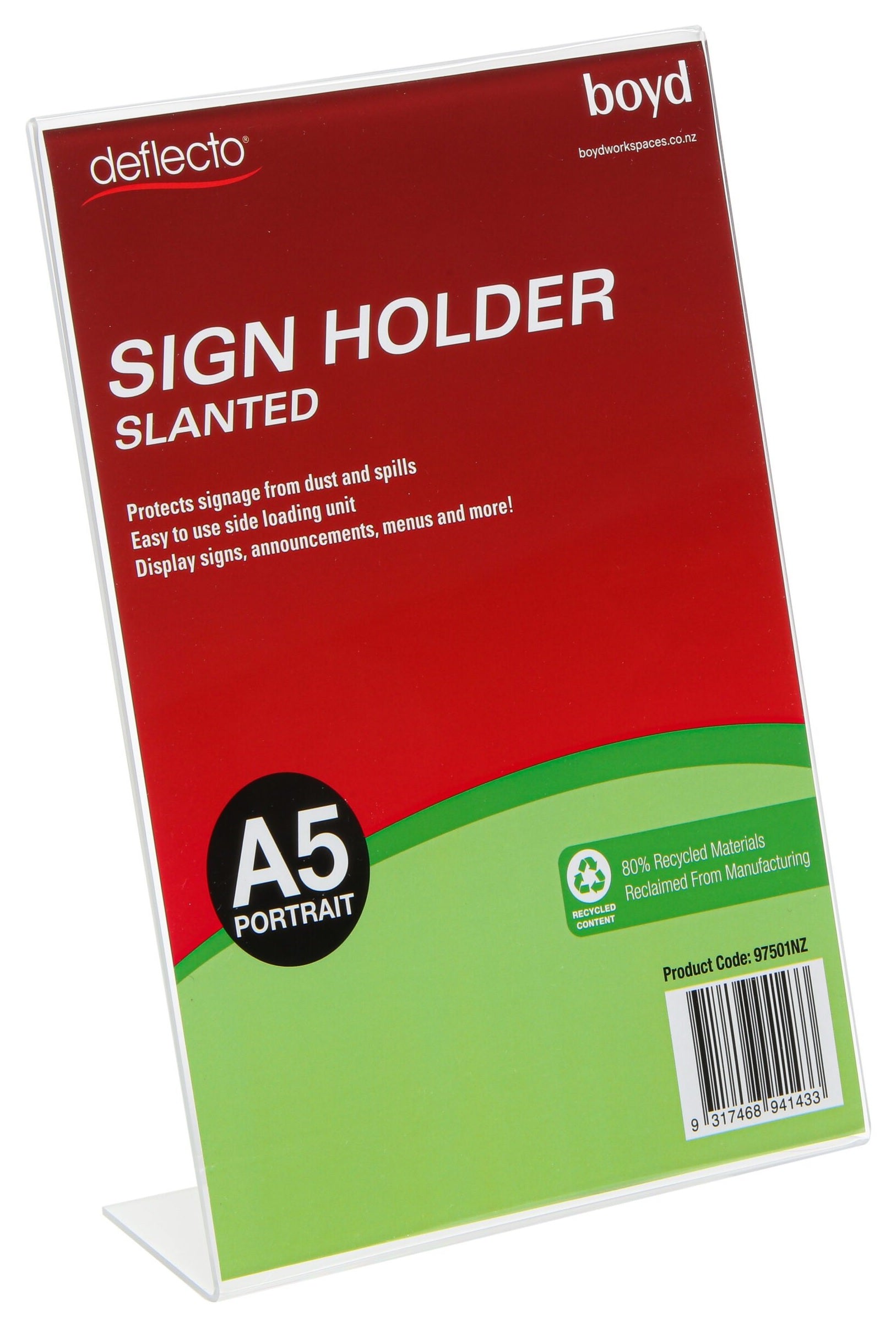 A5 Slanted Single Sided Portrait Menu/Sign Holder - 80% Recycled