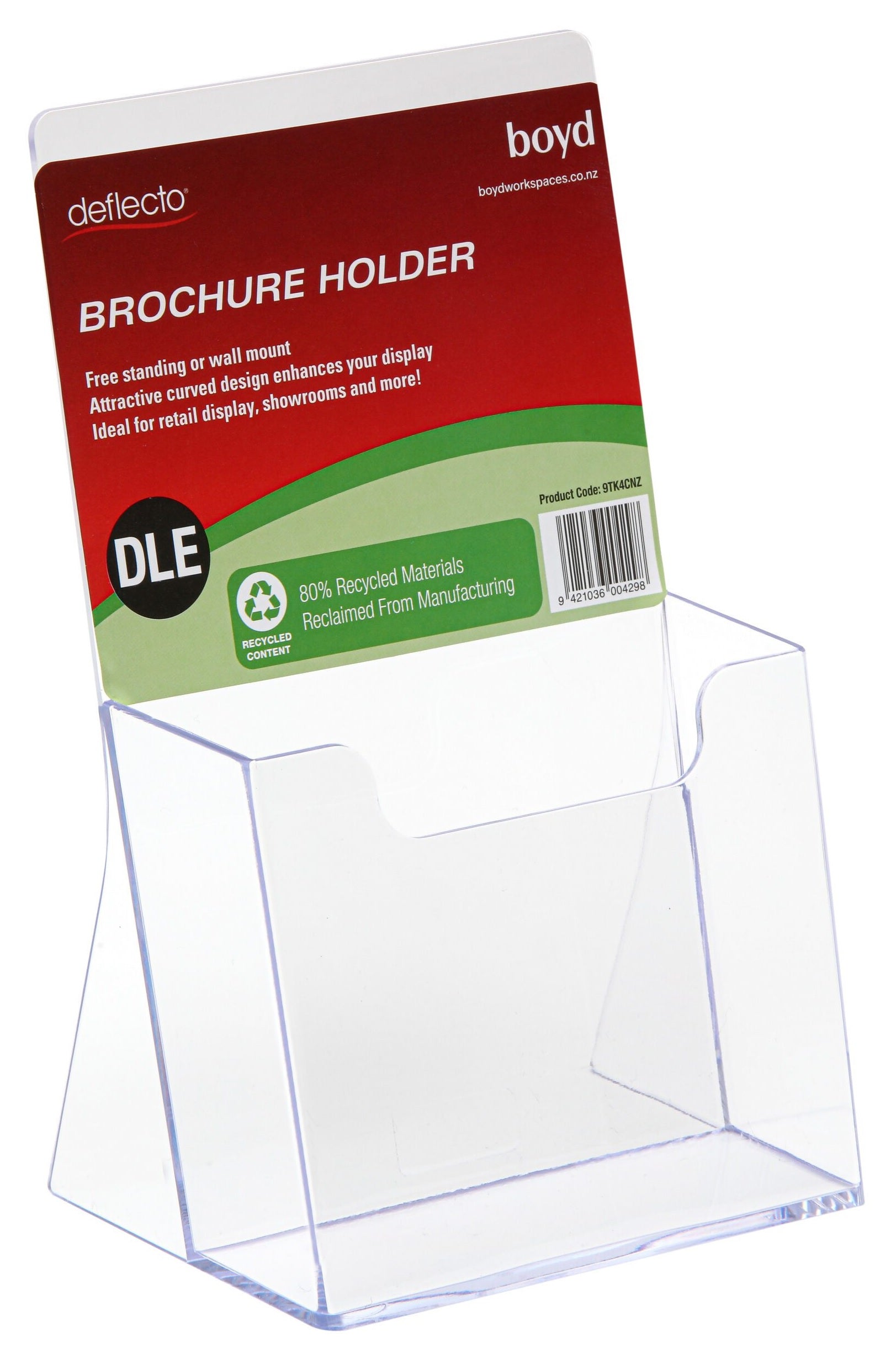 DLE Single Pocket Free-standing Brochure Holder - 80% Recycled