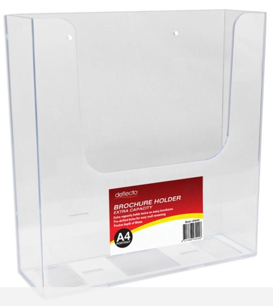A4 Single Pocket Wall Mounting Brochure Holder - Extra Capacity
