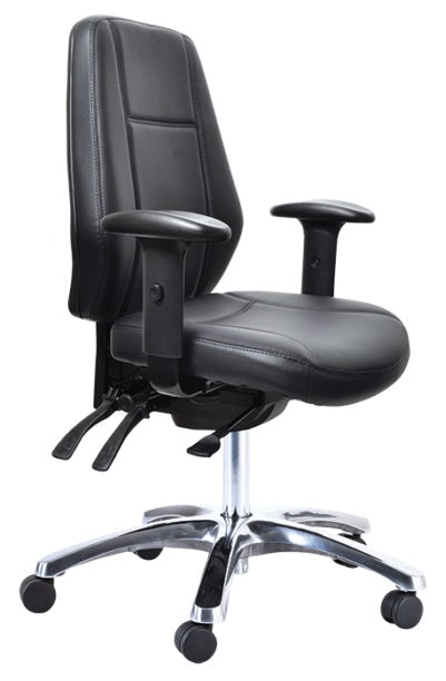 Buro Aura Ergo + Highback Executive Chair in Black PU Leather with Armrests & Polished Base