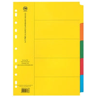 FM A4 5 Tab Coloured Board File Divider Set - 10 Pack