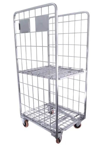 Zinc-plated Cage Trolley with Shelf