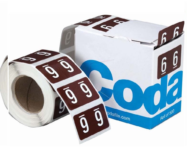 Codafile Dispenser Roll of 500 Numeric Labels