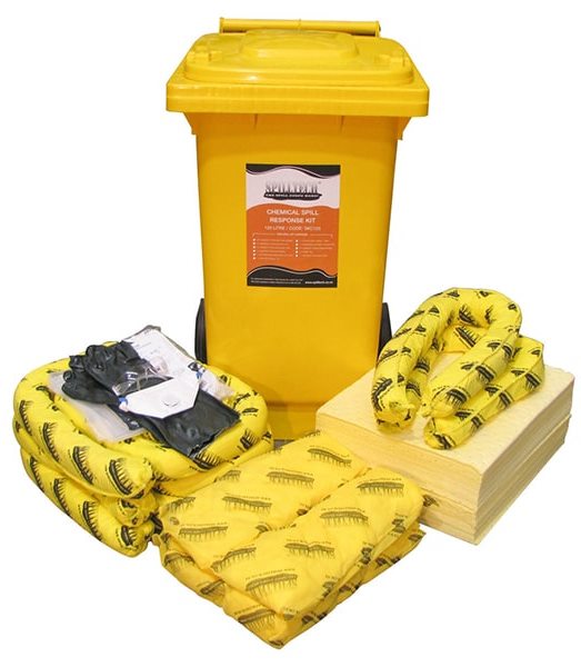 Chemical Spill Kit with Wheelie Bin - 240 Litres