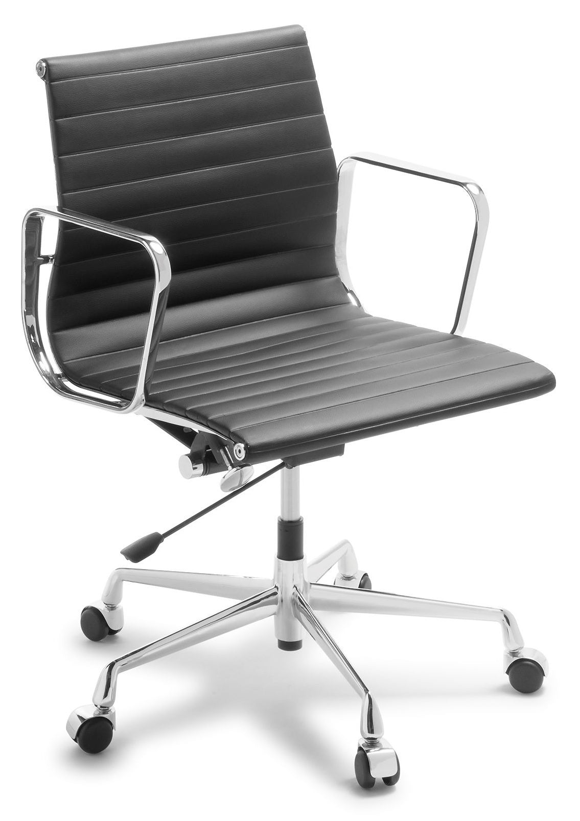 Eames Classic Midback Executive Chair in Black Leather Look PU Vinyl