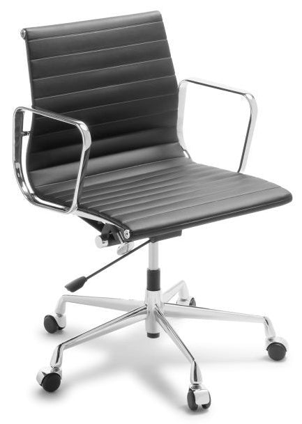 Eames Replica Classic Midback Executive Chair in Black PU Leather