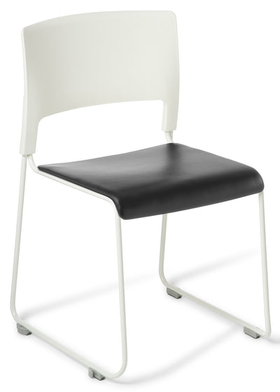 Slim Cafeteria Chair with Black Vinyl Seat - 2 Colours