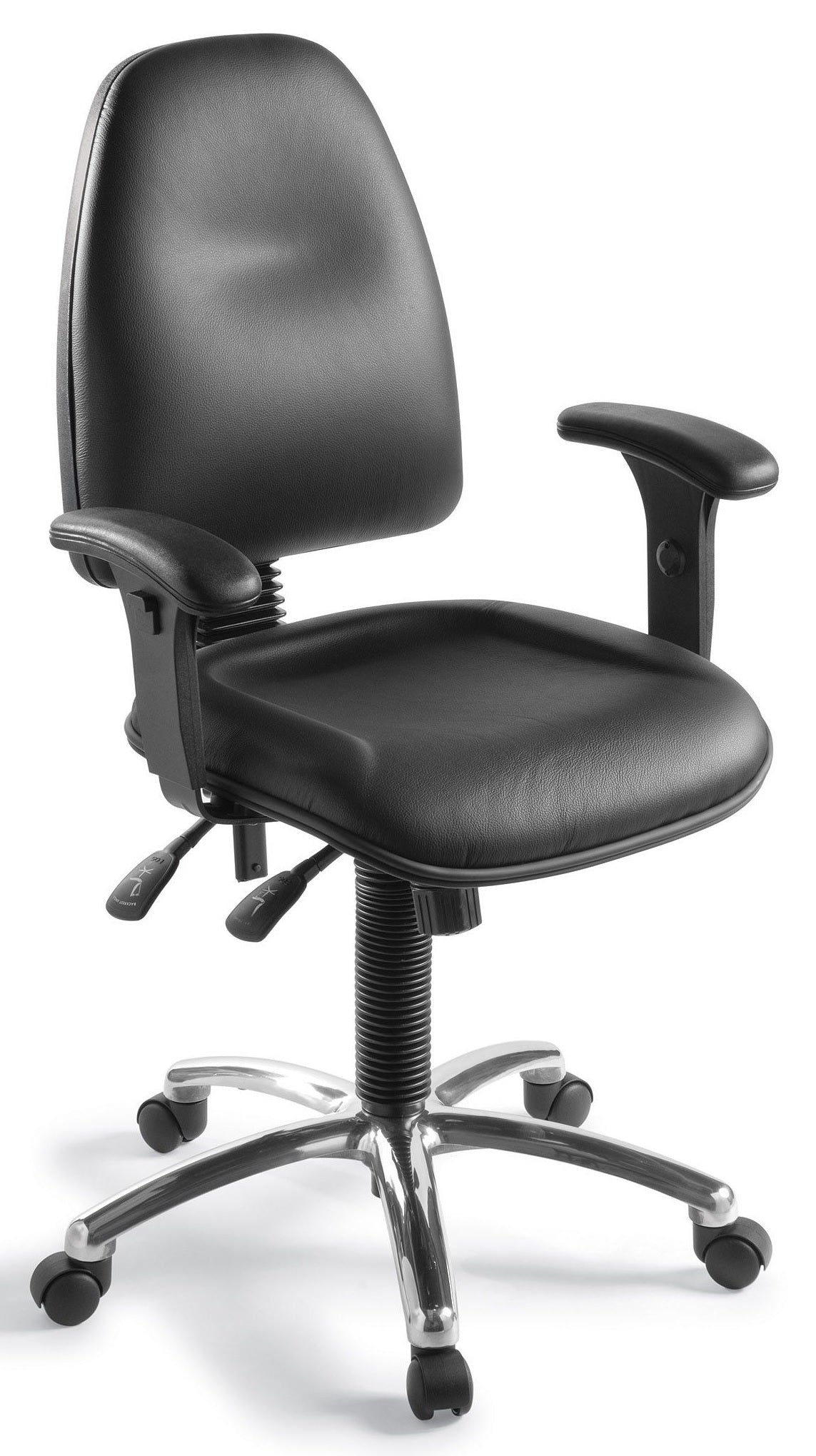 Spectrum 3 Lever Executive Chair in Black Leather - 2 Base Options