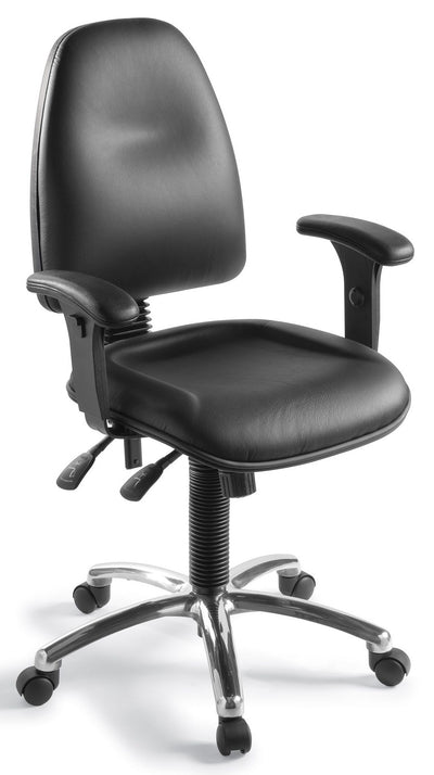 Spectrum 3 Lever Executive Chair in Black Leather - 2 Base Options