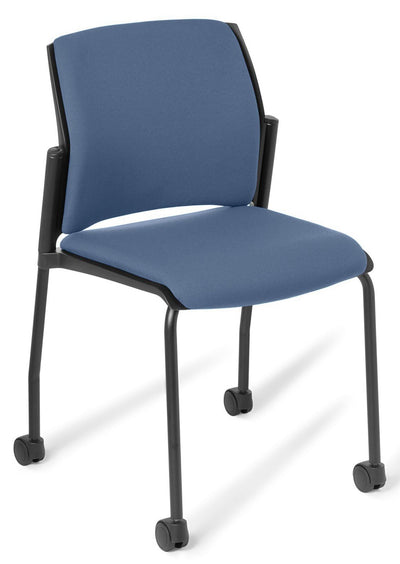 Spring 4-Leg Chair with Castors - with Upholstered Seat and Back Options