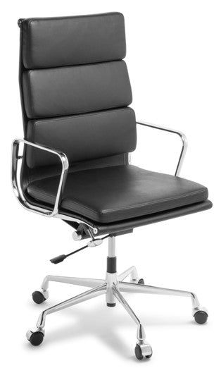 Eames Replica Soft-Pad Highback Executive Chair in Black Leather