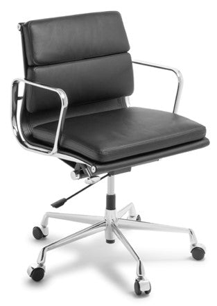 Eames Replica Soft-Pad Midback Executive Chair in Black Leather
