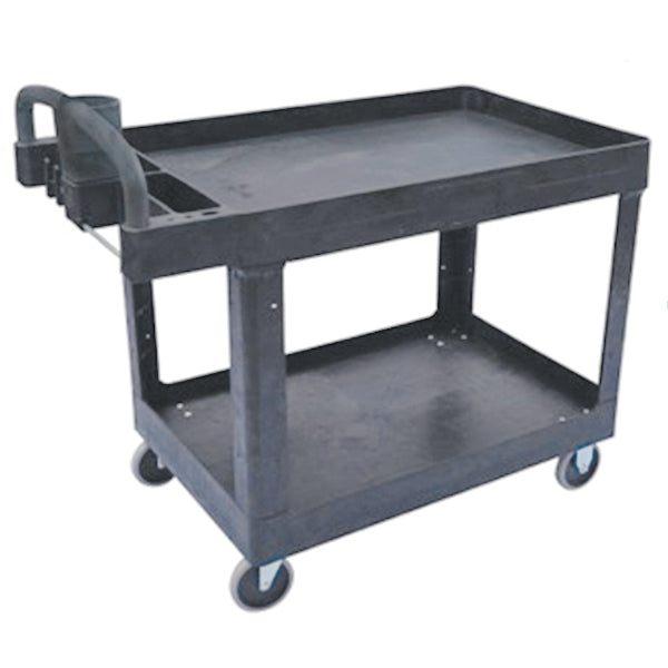 Long 2 Level Plastic Service/Stock Picker Trolley - 2 Shelf Widths