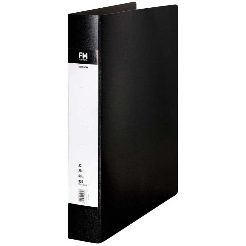 FM A3 Black Trunkboard Binder - 2D Ring - 50mm Spine