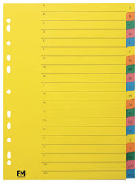 FM A4 A-Z Coloured Board File Divider Set