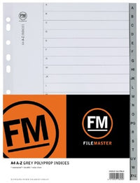 FM A4 A-Z Grey Polypropylene File Divider Set